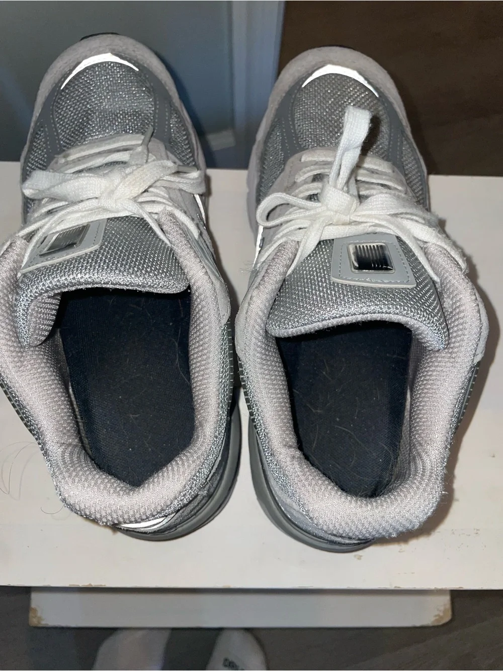 New Balance Women's Light Grey Mesh & Suede Sneakers
